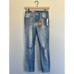 NWT Hippie Laundry Beaded Mid Rise Skinny Jeans Size 26